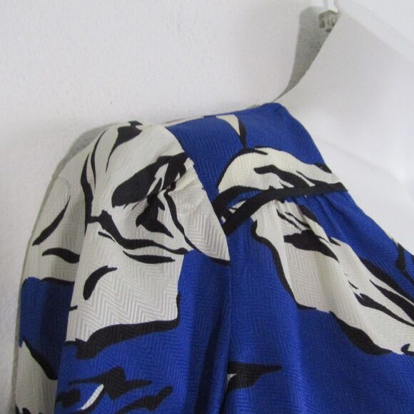 Veronica Beard Milan Top 8 Blue Floral Silk Blend Business Casual Romantic Work - Picture 6 of 12